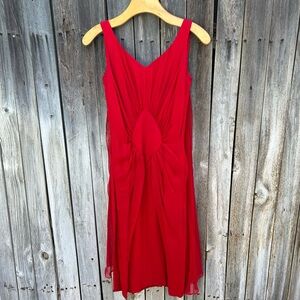 Vintage 1950’s De Michel Originals Of California Silk Cocktail Midi Dress Red XS
